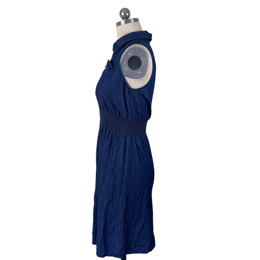 Love University Y2K Denim Dress Womens S/M Blue Sleeveless Western Boho Indie - Picture 3 of 10
